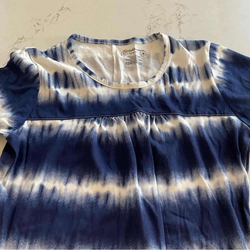 Blue and White Tie-Dye Top